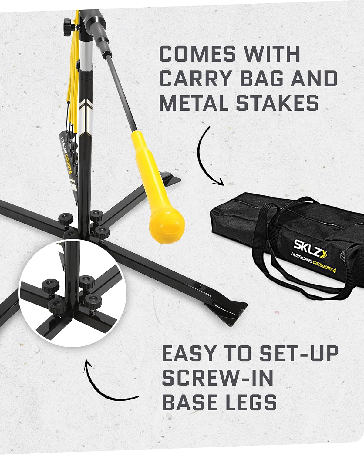 Portable Baseball & Softball Hitting Trainer with Power Bands & Carry Bag 🎯