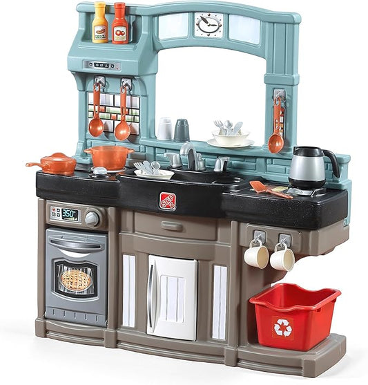 Kids Kitchen Playset, Indoor/Outdoor Kitchenette, Interactive Play with Lights and Sounds