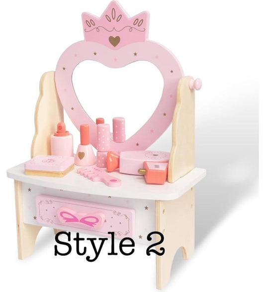 Wooden Toy Vanity with Play Make-Up, personalized, custom made vanity, imagination toy, wood toys