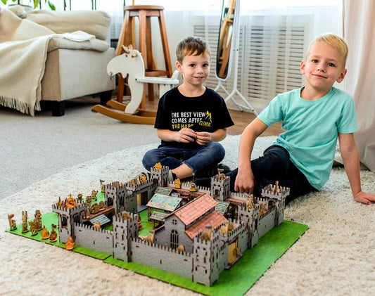 DIY Wooden Medieval Castle - Kids Birthday Gift Pretend Play Toy Plywood Assembly