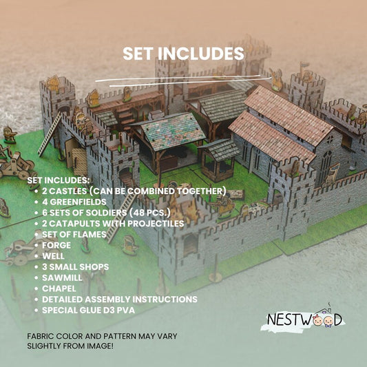 DIY Wooden Medieval Castle - Kids Birthday Gift Pretend Play Toy Plywood Assembly